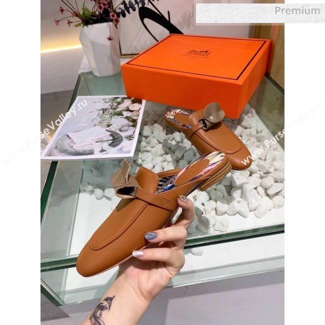 Hermes Calfskin Oz Mules Brown (2) 2020 (MD-20033143)