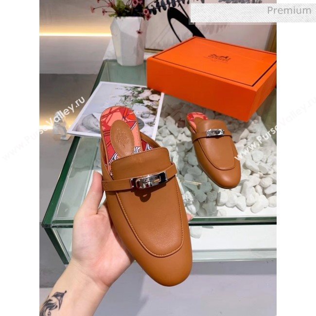 Hermes Calfskin Oz Mules Brown 2020 (MD-20033142)