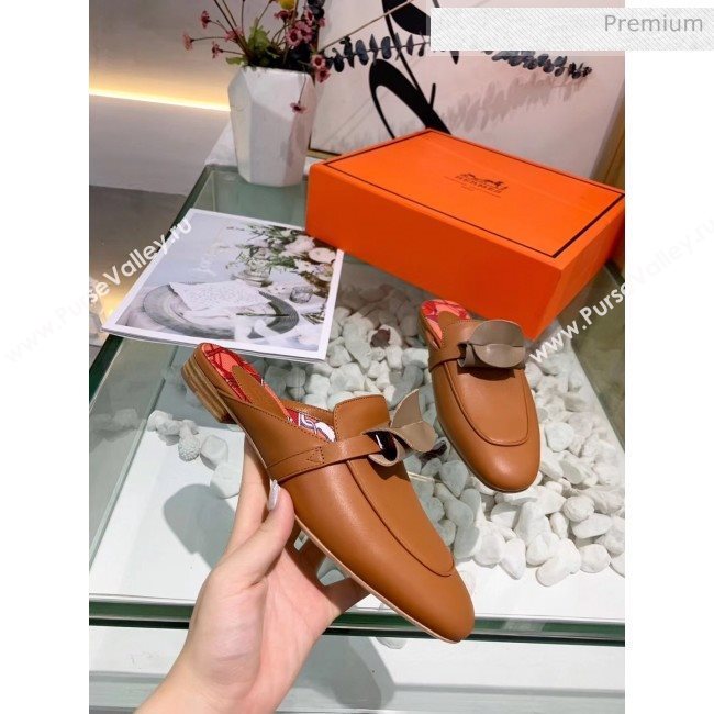 Hermes Calfskin Oz Mules Brown 2020 (MD-20033142)