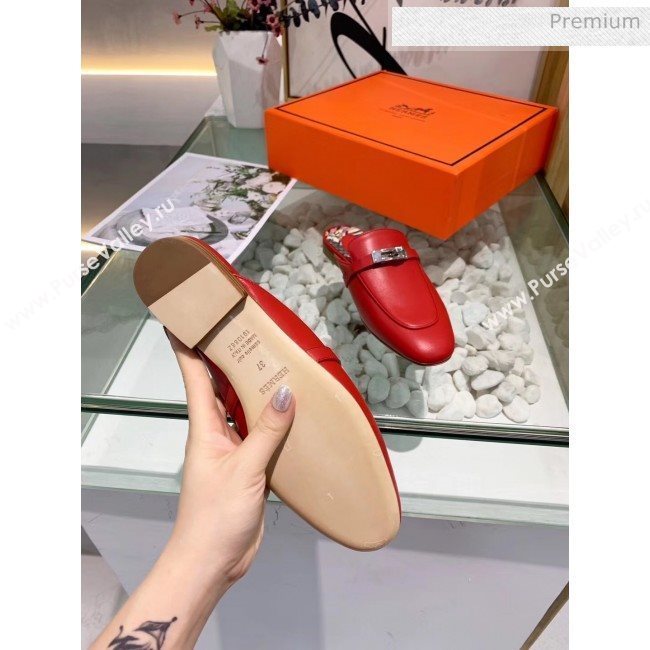 Hermes Calfskin Oz Mules Red 2020 (MD-20033145)