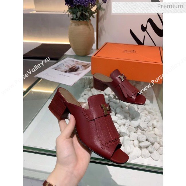 Hermes Alma Sandal With Fringe Burgundy 2020 (MD-20033150)