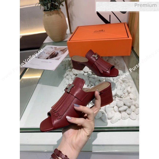 Hermes Alma Sandal With Fringe Burgundy 2020 (MD-20033150)