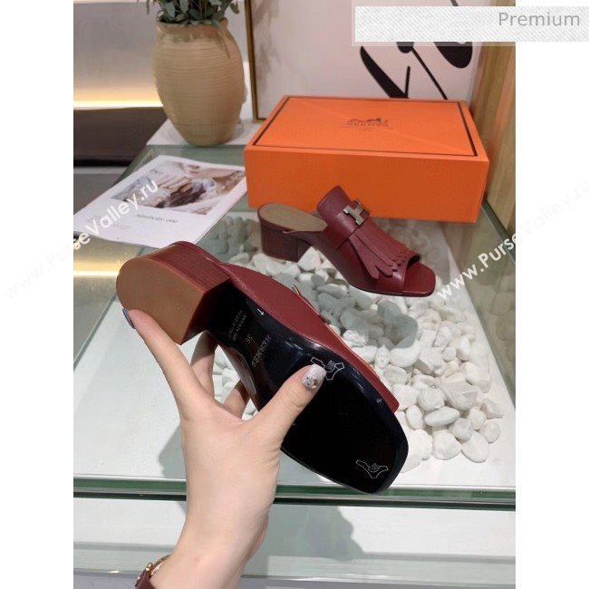 Hermes Alma Sandal With Fringe Burgundy 2020 (MD-20033150)