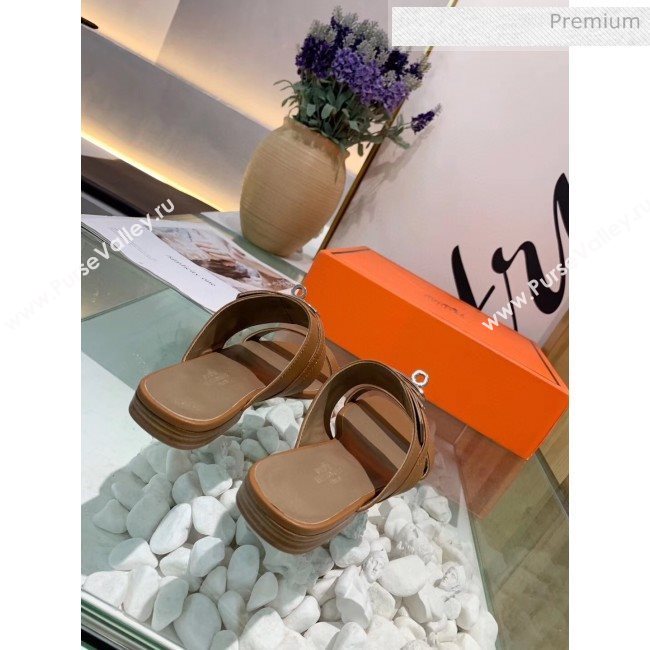 Hermes Calfskin Avenue Sandal Brown 2020 (MD-20040128)