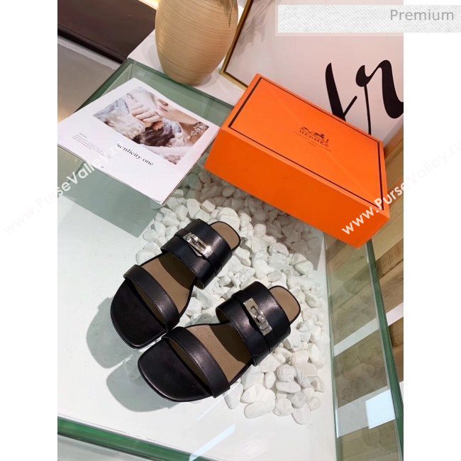 Hermes Calfskin Avenue Sandal Black 2020 (MD-20040129)