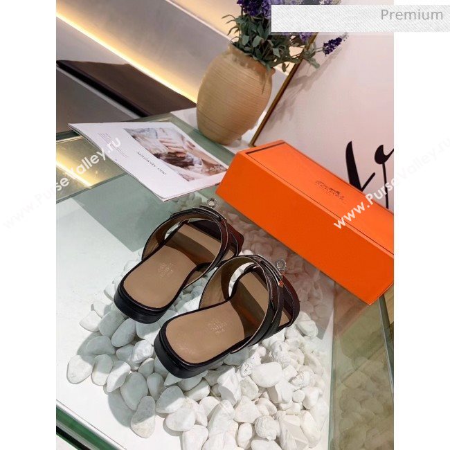 Hermes Calfskin Avenue Sandal Black 2020 (MD-20040129)