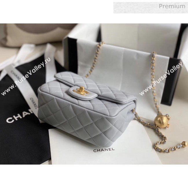 Chanel Lambskin &amp; Gold-Tone Metal Flap Bag AS1786 Light Grey 2020 (JY-20040305)