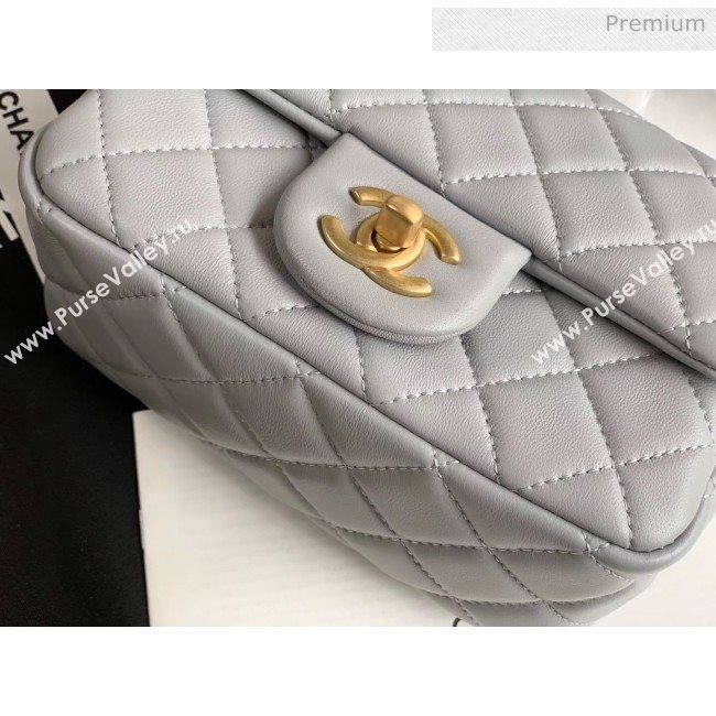 Chanel Lambskin &amp; Gold-Tone Metal Flap Bag AS1786 Light Grey 2020 (JY-20040305)