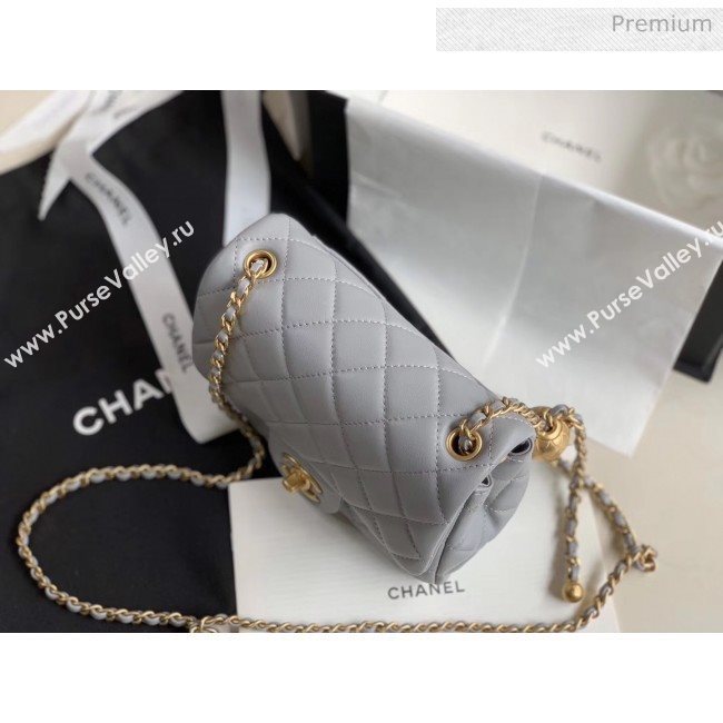 Chanel Lambskin &amp; Gold-Tone Metal Flap Bag AS1786 Light Grey 2020 (JY-20040305)