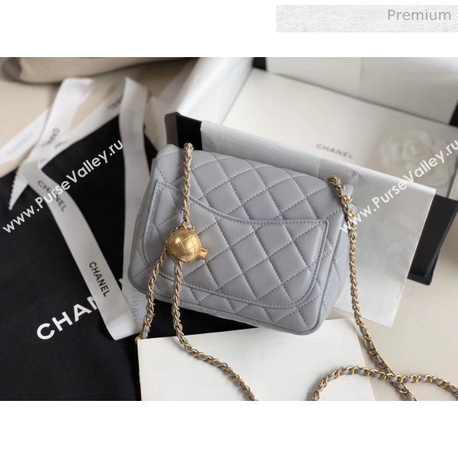 Chanel Lambskin &amp; Gold-Tone Metal Flap Bag AS1786 Light Grey 2020 (JY-20040305)