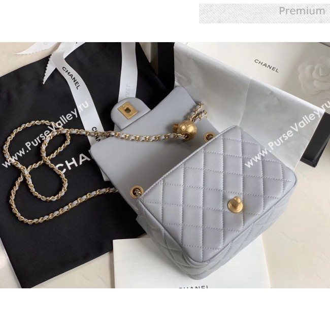 Chanel Lambskin &amp; Gold-Tone Metal Flap Bag AS1786 Light Grey 2020 (JY-20040305)