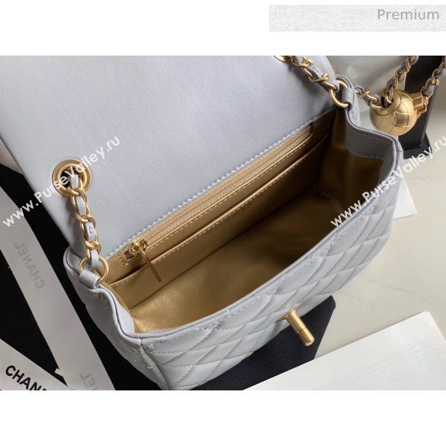 Chanel Lambskin &amp; Gold-Tone Metal Flap Bag AS1786 Light Grey 2020 (JY-20040305)