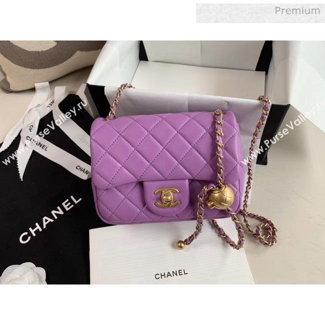 Chanel Lambskin &amp; Gold-Tone Metal Flap Bag AS1786 Purple 2020 (JY-20040307)