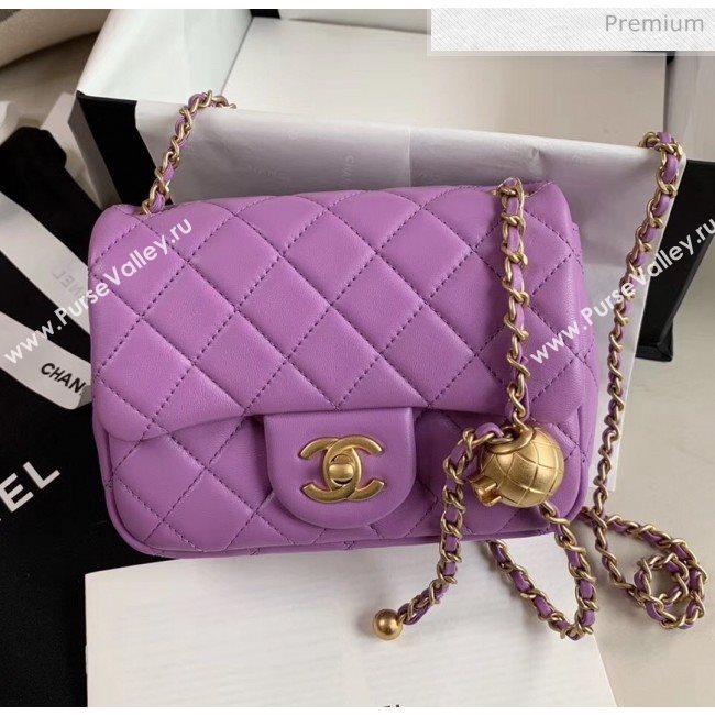 Chanel Lambskin &amp; Gold-Tone Metal Flap Bag AS1786 Purple 2020 (JY-20040307)