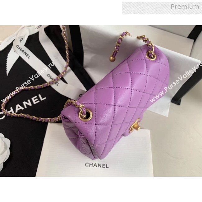 Chanel Lambskin &amp; Gold-Tone Metal Flap Bag AS1786 Purple 2020 (JY-20040307)