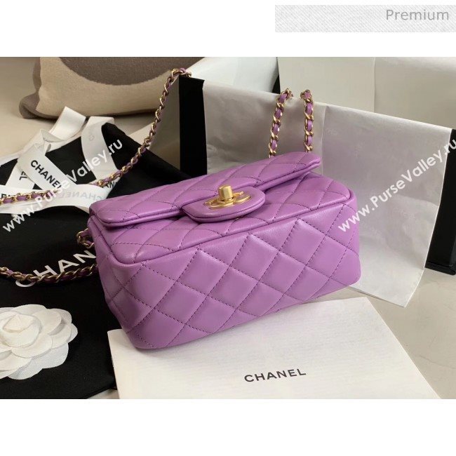 Chanel Lambskin &amp; Gold-Tone Metal Flap Bag AS1786 Purple 2020 (JY-20040307)