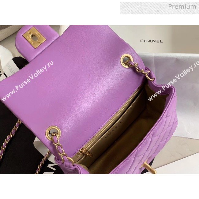 Chanel Lambskin &amp; Gold-Tone Metal Flap Bag AS1786 Purple 2020 (JY-20040307)