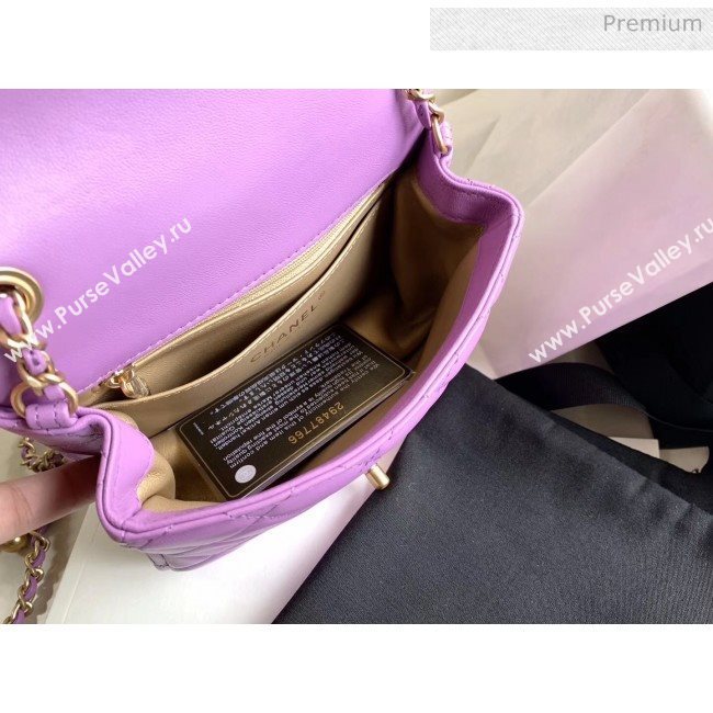 Chanel Lambskin &amp; Gold-Tone Metal Flap Bag AS1786 Purple 2020 (JY-20040307)