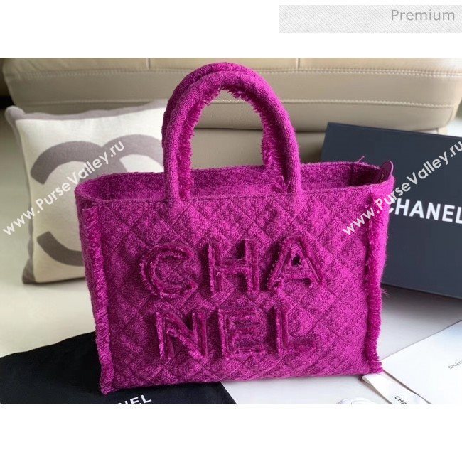 Chanel Wool Tweed Medium Zipped Shopping Bag AS0976 Purple 2019 (JY-20040331)