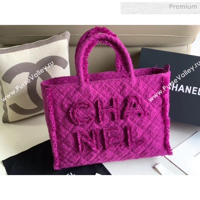 Chanel Wool Tweed Medium Zipped Shopping Bag AS0976 Purple 2019 (JY-20040331)