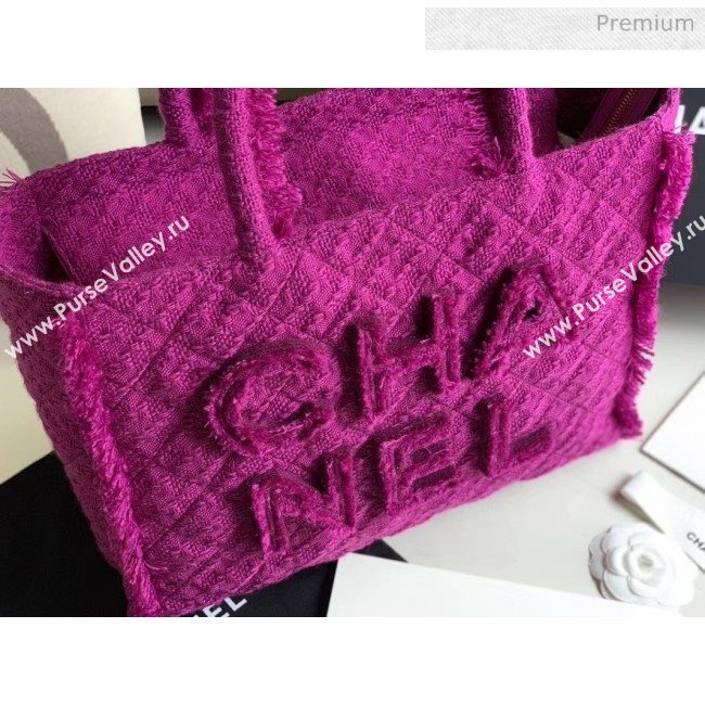Chanel Wool Tweed Medium Zipped Shopping Bag AS0976 Purple 2019 (JY-20040331)