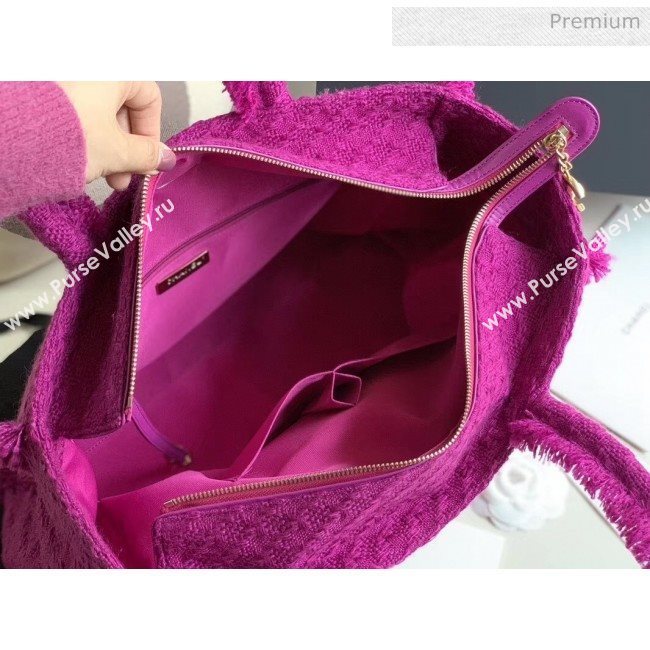 Chanel Wool Tweed Medium Zipped Shopping Bag AS0976 Purple 2019 (JY-20040331)