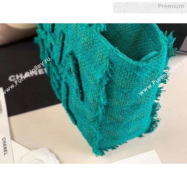 Chanel Wool Tweed Medium Zipped Shopping Bag AS0976 Green 2019 (JY-20040332)