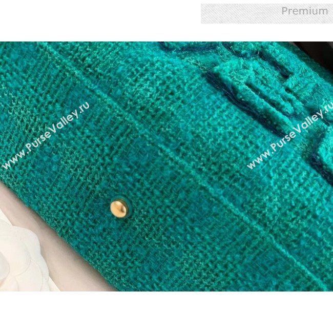 Chanel Wool Tweed Medium Zipped Shopping Bag AS0976 Green 2019 (JY-20040332)