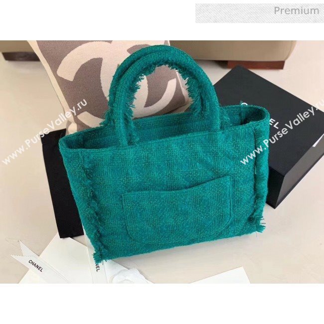 Chanel Wool Tweed Medium Zipped Shopping Bag AS0976 Green 2019 (JY-20040332)