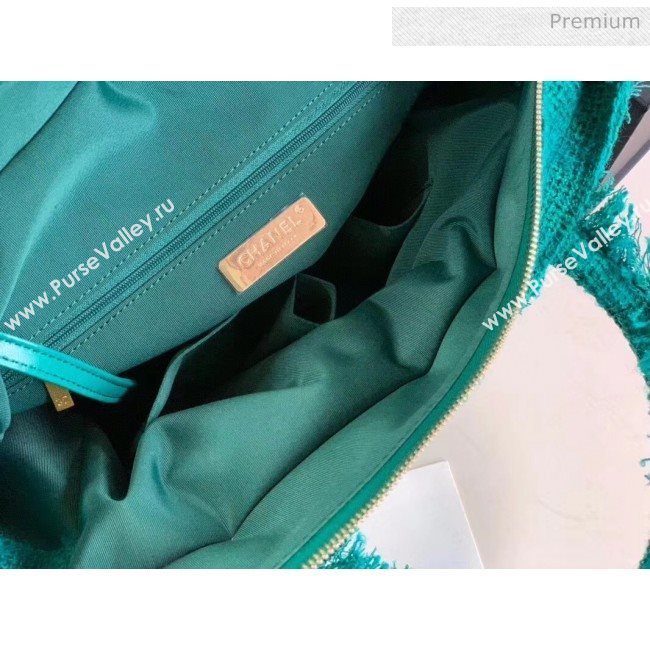 Chanel Wool Tweed Medium Zipped Shopping Bag AS0976 Green 2019 (JY-20040332)