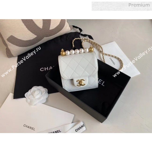 Chanel Imitation Pearls Square Clutch with Chain Bag AP0997 White 2020 (JY-20040313)