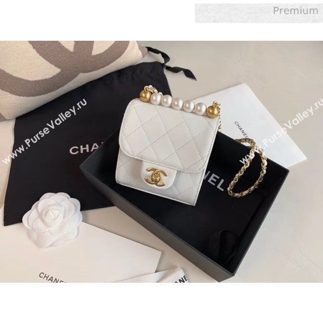 Chanel Imitation Pearls Square Clutch with Chain Bag AP0997 White 2020 (JY-20040313)