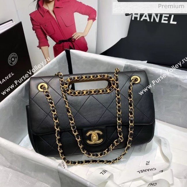 Chanel Gold-Tone Metal Chain Small Flap Bag AS1466 Black 2020 (JY-20040316)
