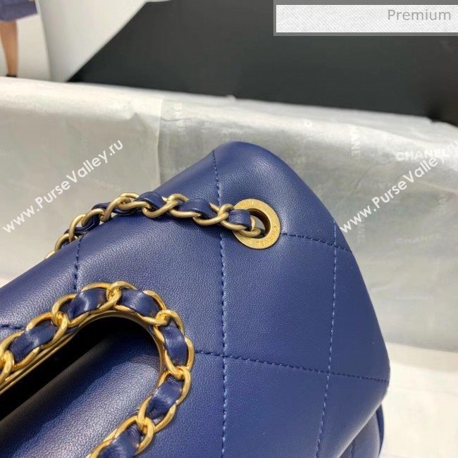 Chanel Gold-Tone Metal Chain Small Flap Bag AS1466 Blue 2020 (JY-20040317)