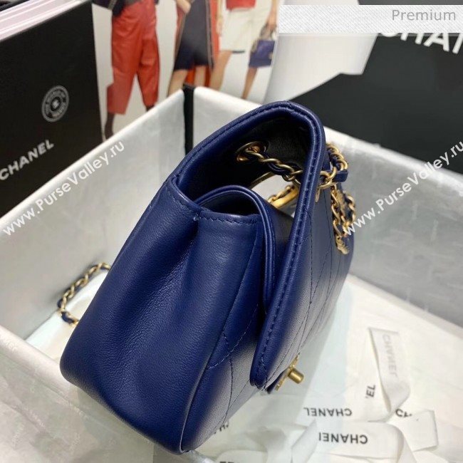 Chanel Gold-Tone Metal Chain Small Flap Bag AS1466 Blue 2020 (JY-20040317)
