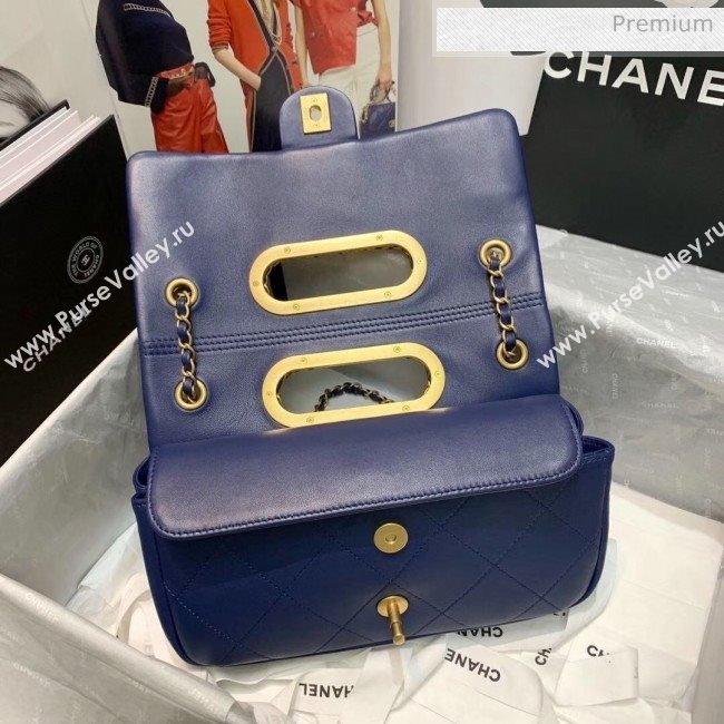 Chanel Gold-Tone Metal Chain Small Flap Bag AS1466 Blue 2020 (JY-20040317)