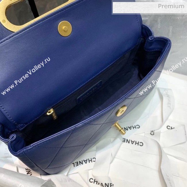 Chanel Gold-Tone Metal Chain Small Flap Bag AS1466 Blue 2020 (JY-20040317)
