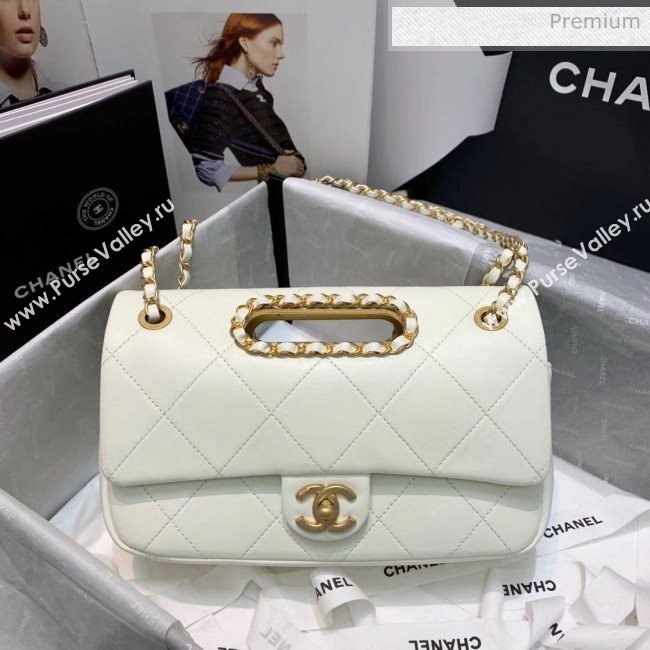 Chanel Gold-Tone Metal Chain Small Flap Bag AS1466 White 2020 (JY-20040318)