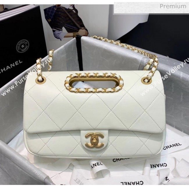 Chanel Gold-Tone Metal Chain Small Flap Bag AS1466 White 2020 (JY-20040318)