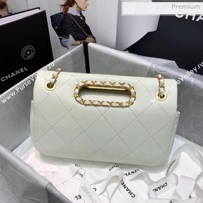 Chanel Gold-Tone Metal Chain Small Flap Bag AS1466 White 2020 (JY-20040318)