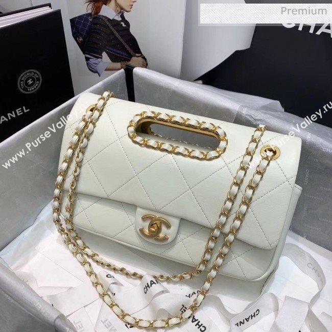 Chanel Gold-Tone Metal Chain Small Flap Bag AS1466 White 2020 (JY-20040318)