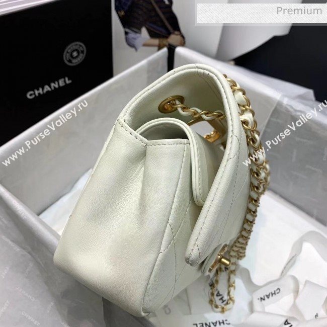 Chanel Gold-Tone Metal Chain Small Flap Bag AS1466 White 2020 (JY-20040318)