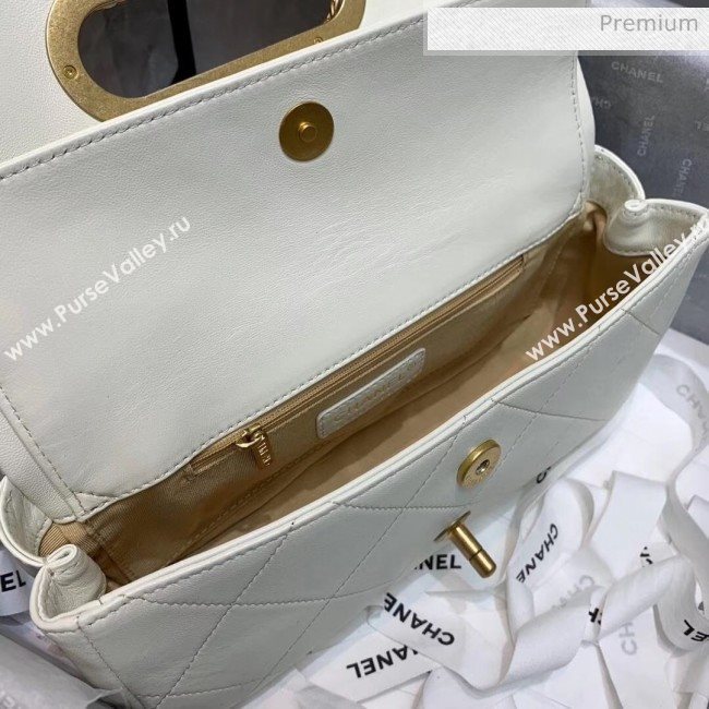 Chanel Gold-Tone Metal Chain Small Flap Bag AS1466 White 2020 (JY-20040318)