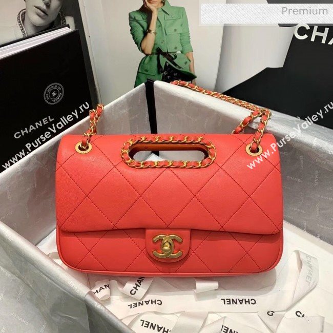 Chanel Gold-Tone Metal Chain Small Flap Bag AS1466 Red 2020 (JY-20040319)