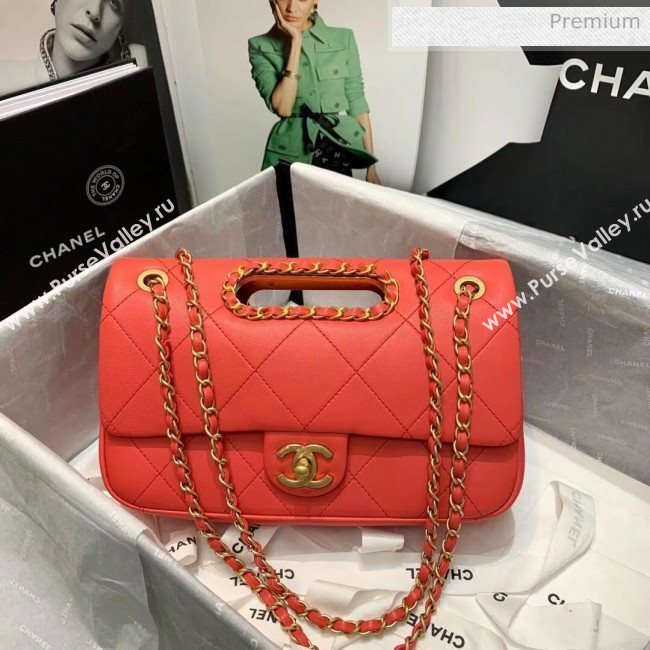 Chanel Gold-Tone Metal Chain Small Flap Bag AS1466 Red 2020 (JY-20040319)