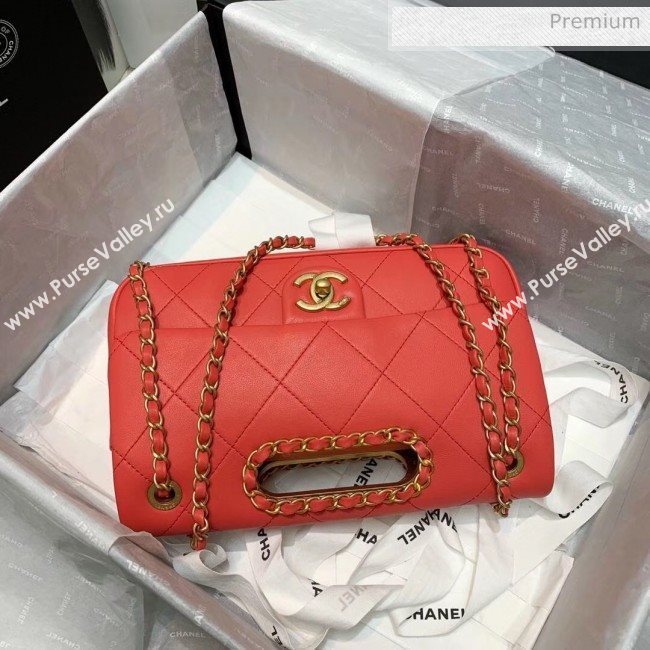 Chanel Gold-Tone Metal Chain Small Flap Bag AS1466 Red 2020 (JY-20040319)