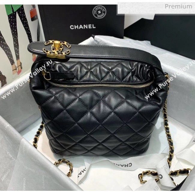 Chanel Quilted Leather Large Hobo Bag With Gold-Tone Metal AS1747 Black 2020 (AFEI-20040320)