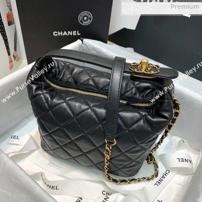 Chanel Quilted Leather Large Hobo Bag With Gold-Tone Metal AS1747 Black 2020 (AFEI-20040320)