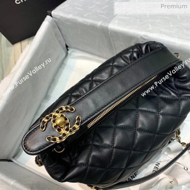 Chanel Quilted Leather Large Hobo Bag With Gold-Tone Metal AS1747 Black 2020 (AFEI-20040320)