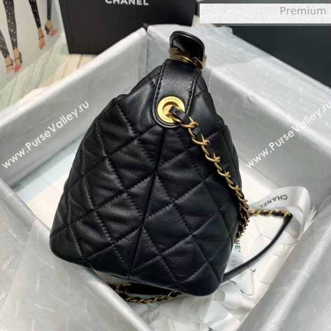 Chanel Quilted Leather Large Hobo Bag With Gold-Tone Metal AS1747 Black 2020 (AFEI-20040320)